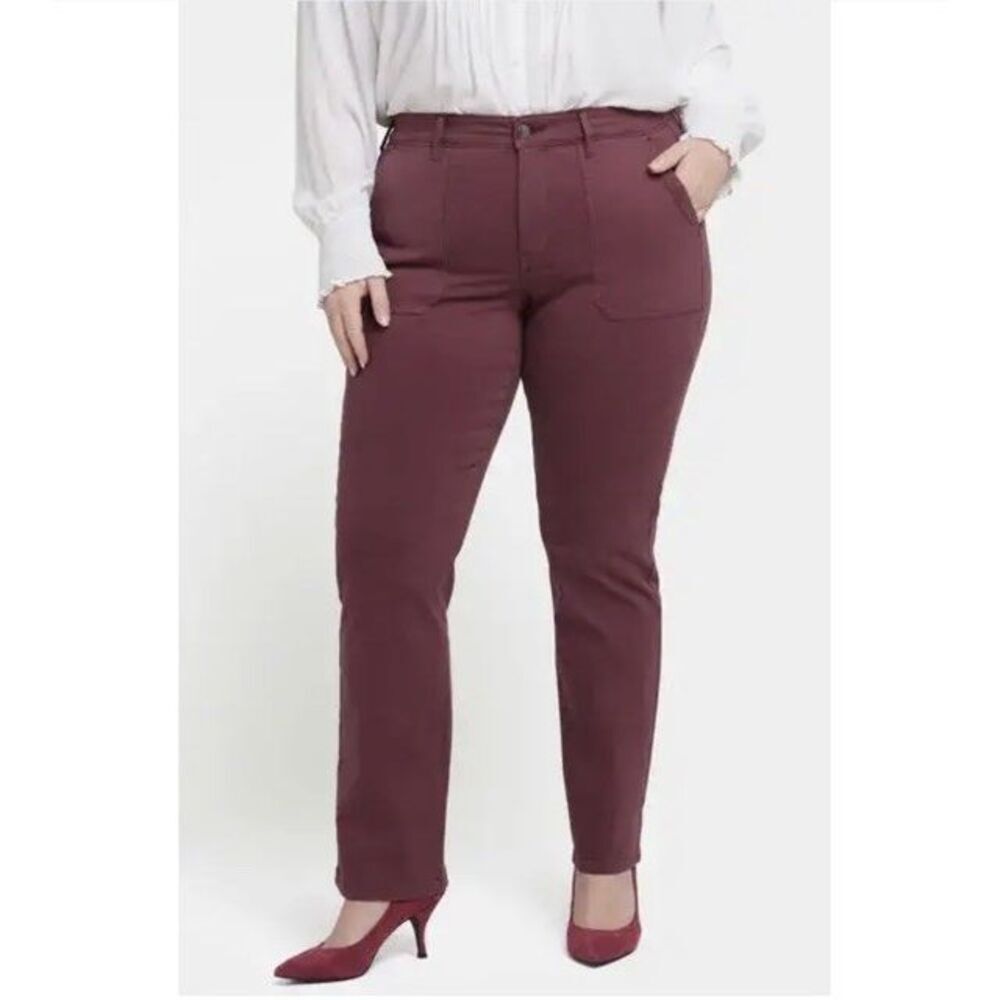 NYDJ Marilyn Utility Straight Dark Cherry Size 18